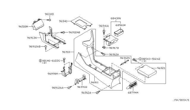 2004 Infiniti M45 FINISHER-Console Indicator Diagram for 96941-CR901