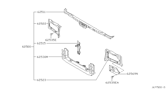 2004 Infiniti M45 Support-Rad Core,Upper Diagram for 62510-CR900