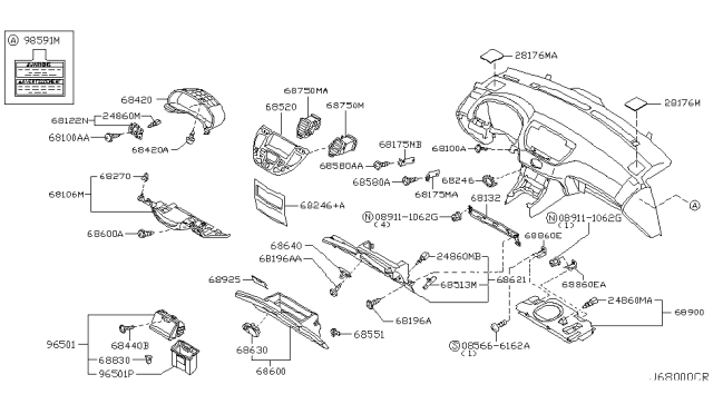 2004 Infiniti M45 Latch Diagram for 68830-AG000