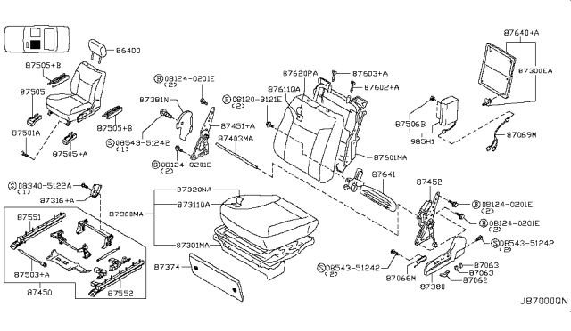 2003 Infiniti M45 Slide-RH Seat Diagram for 87552-CS060