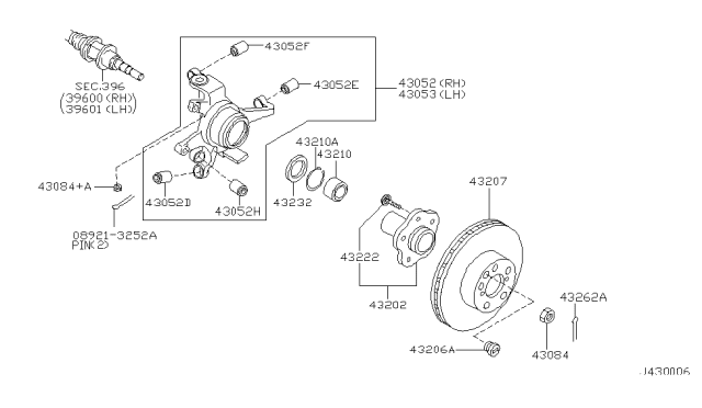 2003 Infiniti M45 Rear Wheel Inner Bearing Diagram for 43210-AG000