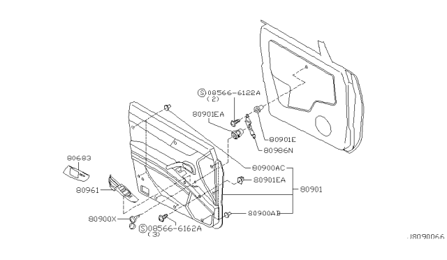 2004 Infiniti M45 Bracket-Door Armrest,LH Front Diagram for 80987-AG000