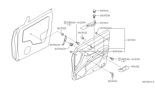 2003 Infiniti M45 Escutcheon-Front Door Inside Handle,RH Diagram for 80682-CR000