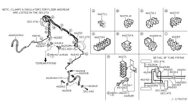 2004 Infiniti M45 Tube Assy-Brake,Rear Diagram for 46285-CS100