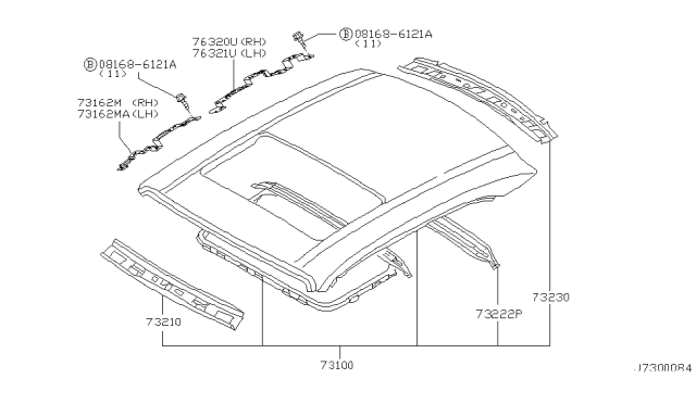 2003 Infiniti M45 Roof Assy Diagram for 73100-AG035