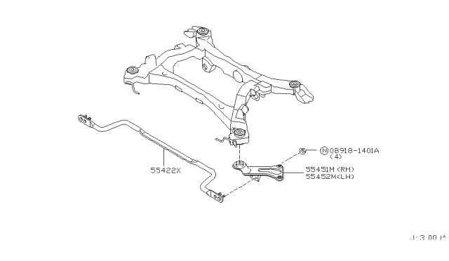 2003 Infiniti M45 Bar Assembly-Cross,Rear Diagram for 554B2-CR900