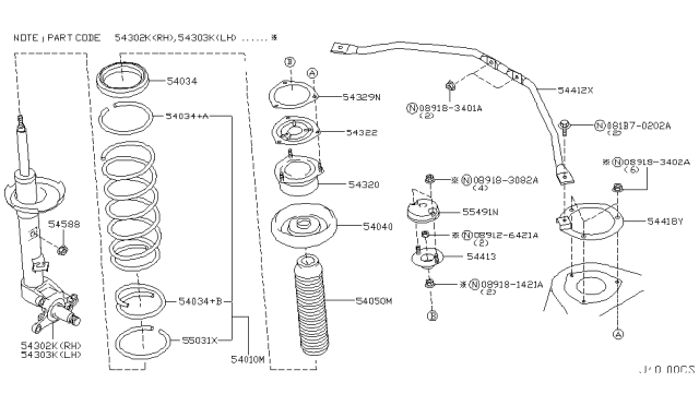 2004 Infiniti M45 Bracket-Front Strut Mounting Insulator Diagram for 54322-4P701