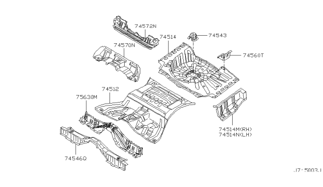 2003 Infiniti M45 Reinforce-Anchor Belt Rear Floor Diagram for 74574-AR200