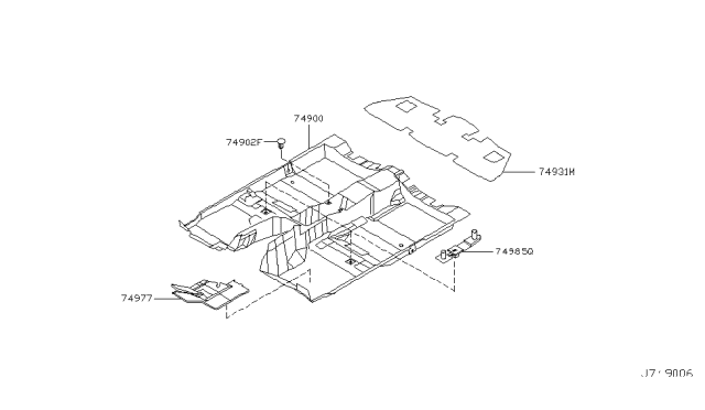 2003 Infiniti M45 Floor Trimming Diagram