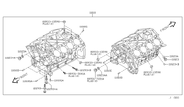 2003 Infiniti M45 Cylinder Block & Oil Pan Diagram 2