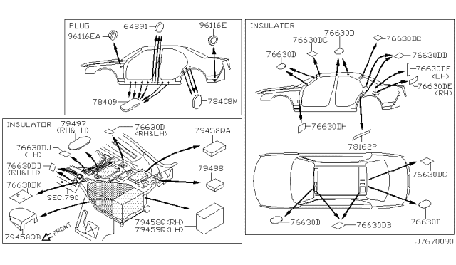 2003 Infiniti M45 Insulator-Rear Fender Diagram for 78882-AG001