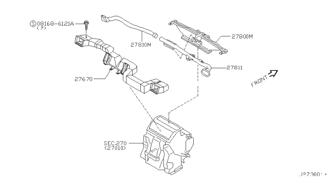 2003 Infiniti M45 Nozzle-Side DEFROSTER Assist Diagram for 27811-CR900