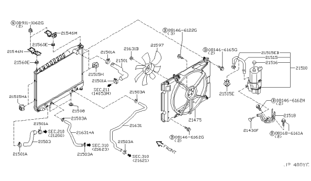 2004 Infiniti M45 SHROUD Assembly Diagram for 21483-AR000