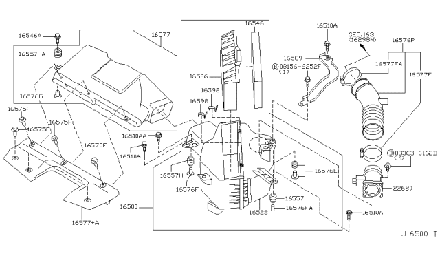 2004 Infiniti M45 Duct Assembly-Air Diagram for 16554-CR900