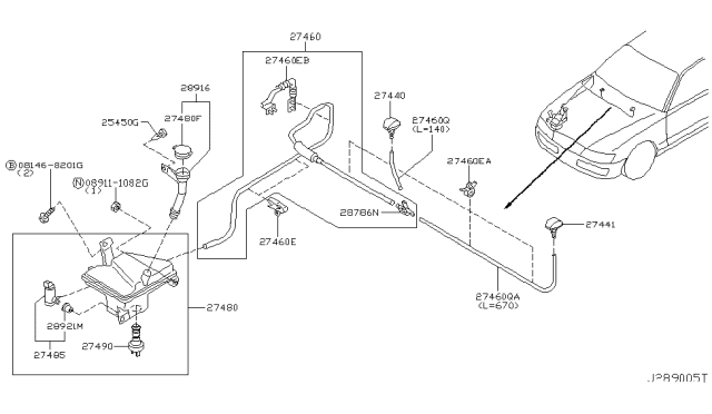 2004 Infiniti M45 Windshield Washer Nozzle Assembly, Left Diagram for 28931-CR901