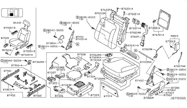 2004 Infiniti M45 Harness-Front Seat Diagram for 87019-CS005