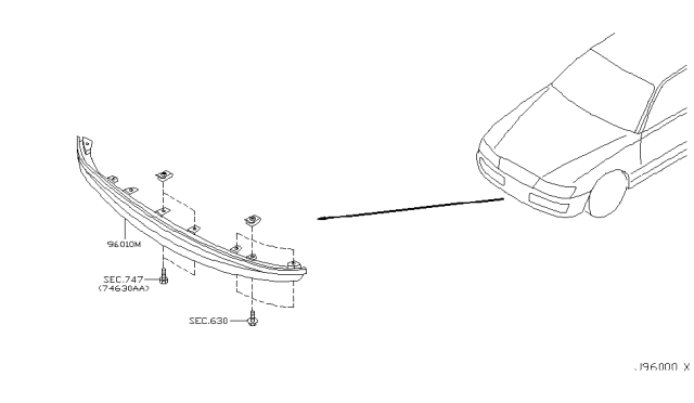 2003 Infiniti M45 Air Spoiler-Front Diagram for 96010-CR900