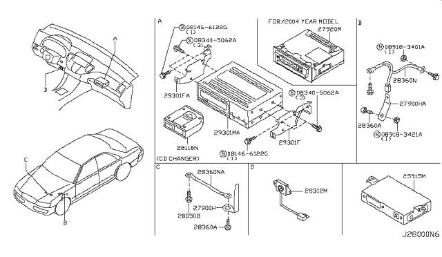 2003 Infiniti M45 Control Assembly-Audio Visual Diagram for 28330-CR973