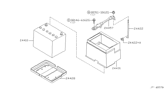 2003 Infiniti M45 Battery & Battery Mounting Diagram