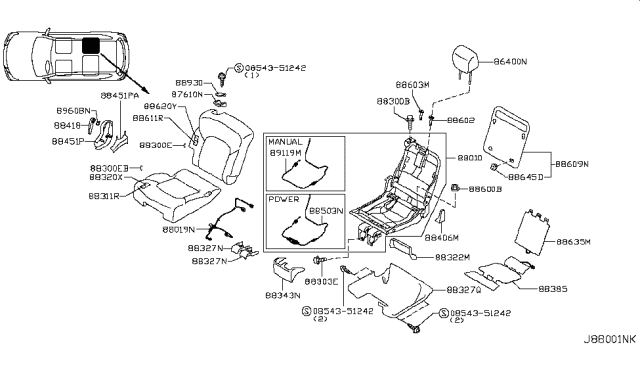 2019 Infiniti QX80 Rear Seat Diagram 3