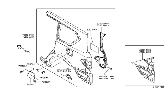 2012 Infiniti QX56 Extension - Rear Fender, RH Diagram for 78116-1LA9A