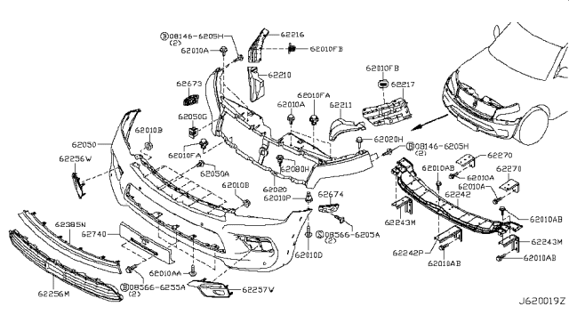 2017 Infiniti QX80 Front Bumper Diagram 1