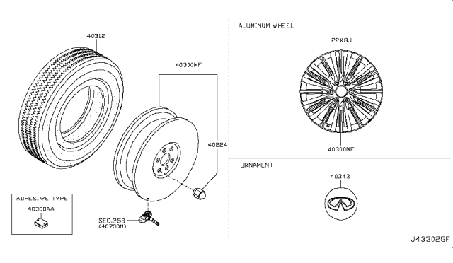 2019 Infiniti QX80 Aluminum Wheel Diagram for D0C00-1A71C