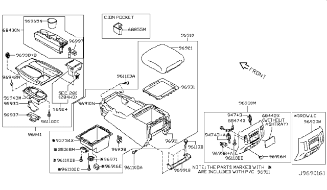 2015 Infiniti QX80 Finisher-A/T Indicator,Console Diagram for K6941-1A61A