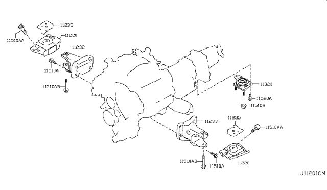 2015 Infiniti QX80 INSULATOR - Engine Mounting, Front Diagram for 11220-1LA3C