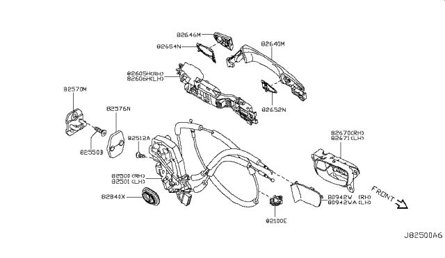 2017 Infiniti QX80 Rear Door Lock & Handle Diagram