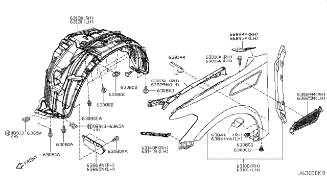 2012 Infiniti QX56 Front Fender & Fitting Diagram 1