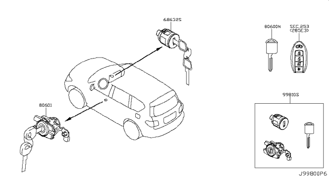 2015 Infiniti QX80 Key Set & Blank Key Diagram