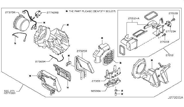 2011 Infiniti QX56 Blower Assy-Rear Diagram for 27375-1LA0B