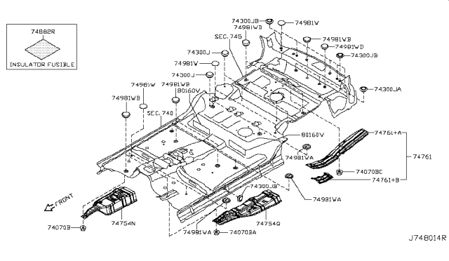 Heat Insulator-Front Floor,LH Diagram for 74753-5ZP0A