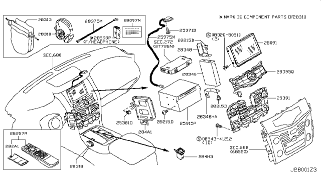 2012 Infiniti QX56 Control ASY-Navigation Diagram for 25915-1MA4B