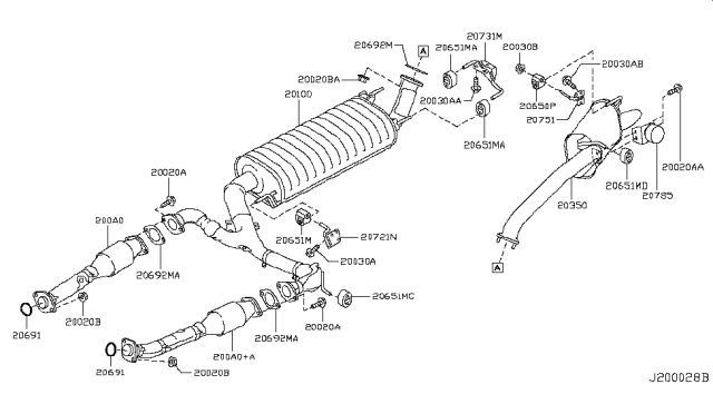 2016 Infiniti QX80 Tube-Exhaust,Front W/Catalyst Converter Diagram for 200A0-5ZM1E