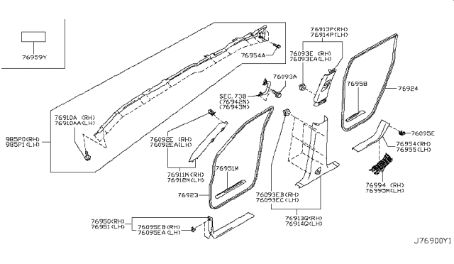 2015 Infiniti QX80 Body Side Trimming Diagram