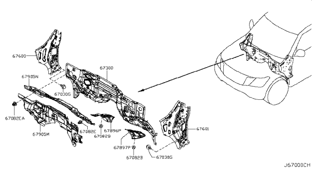 2015 Infiniti QX80 Dash Panel & Fitting Diagram