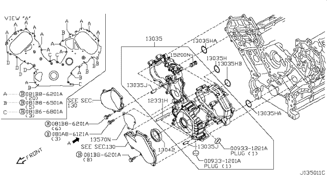 2017 Infiniti QX80 Front Cover,Vacuum Pump & Fitting Diagram