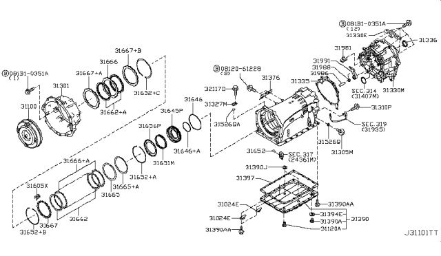 2014 Infiniti QX80 Torque Converter,Housing & Case Diagram 1