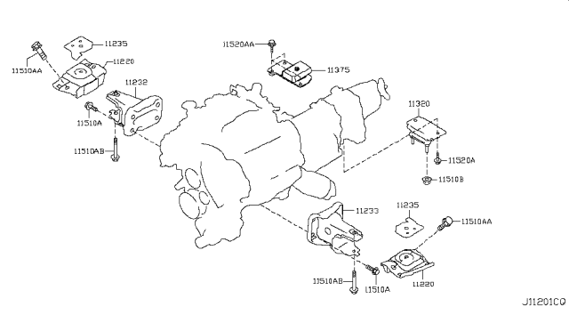 2013 Infiniti QX56 INSULATOR - Engine Mounting, Front Diagram for 11220-1LA2A