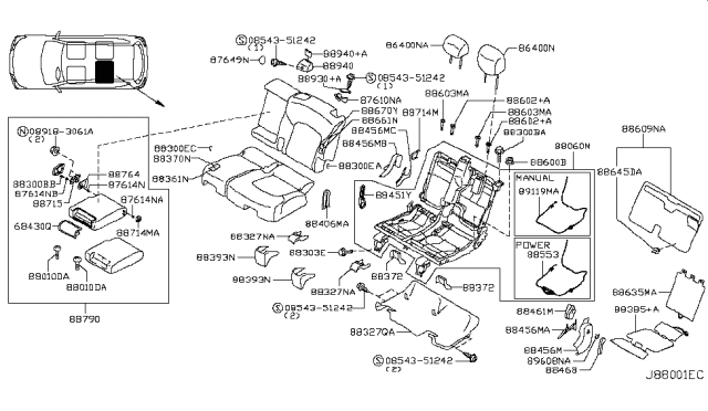 2011 Infiniti QX56 Rear Seat Diagram 1