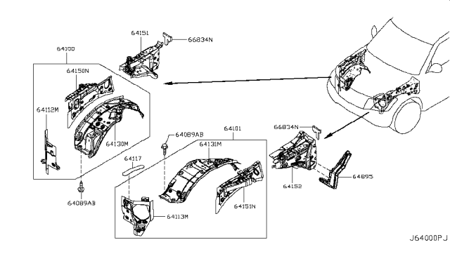 2012 Infiniti QX56 Cover-Hole Diagram for 64899-1LA0A