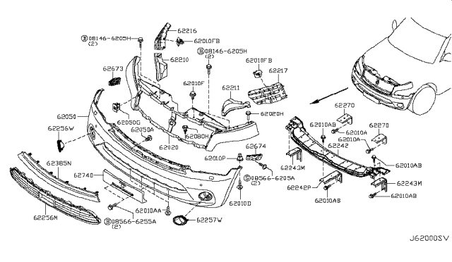 2011 Infiniti QX56 Front Bumper Diagram 1