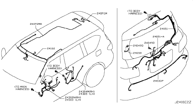 Harness Assembly-Back View Camera Diagram for 240P2-6GW1A