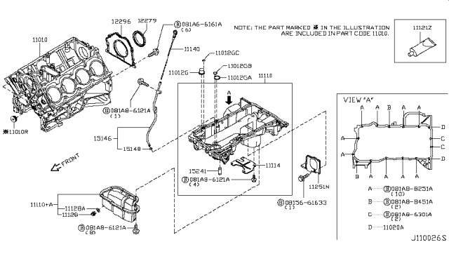 2013 Infiniti QX56 Cylinder Block & Oil Pan Diagram 2