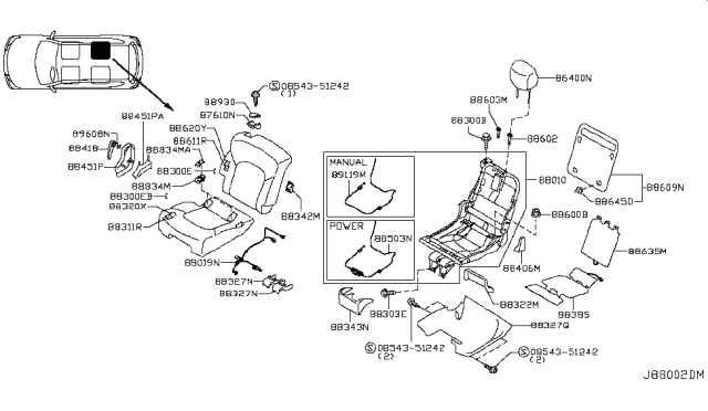 2018 Infiniti QX80 Trim Assy-2nd Seat Back,RH Diagram for 88620-5ZB5B