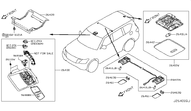 2018 Infiniti QX80 Lamp Assembly Map Diagram for 26430-1A63A