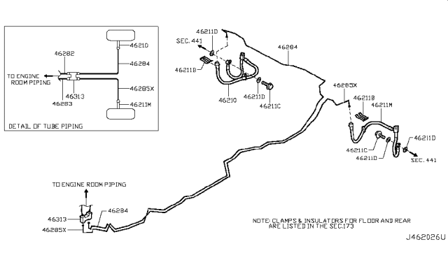 2012 Infiniti QX56 Hose Brake Rear Diagram for 46210-1LA1A