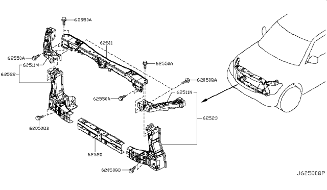 2019 Infiniti QX80 Front Apron & Radiator Core Support Diagram